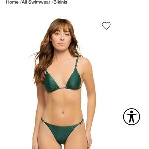 Vix green Triangle Bikini Top with Beaded Straps size medium